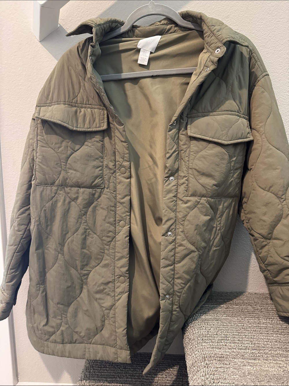Quilted Lightweight Shacket - Olive